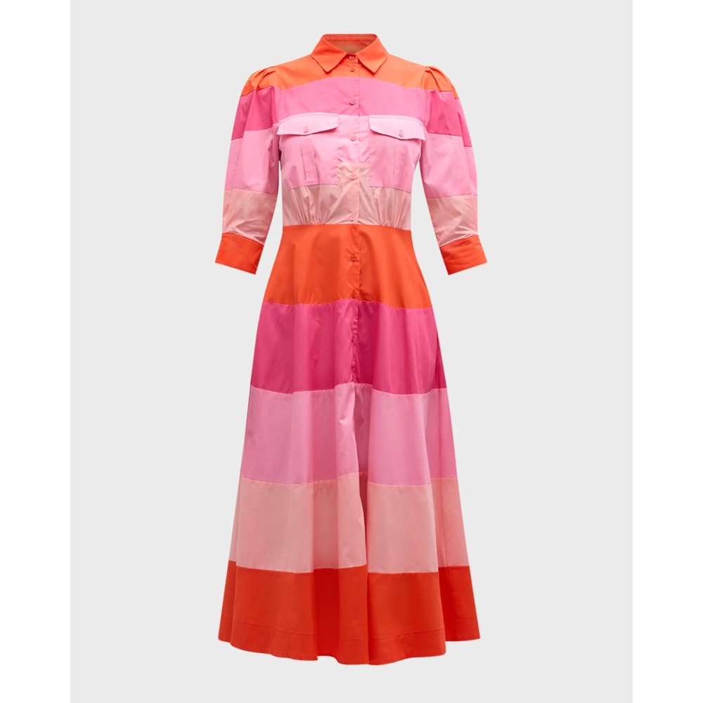 Essentiel Antwerp Faleigh Midu Shirt Dress Pink Orange Stripe Size 38 6 $315